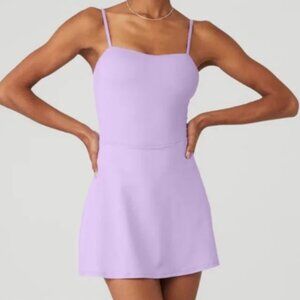 ALO YOGA ALOSOFT COURTSIDE TENNIS DRESS, LAVENDER, SIZE M